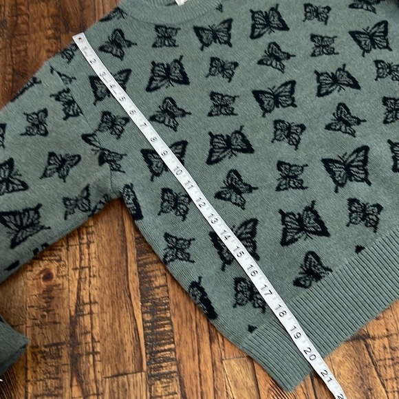 NWT Coquette girl butterfly sweater green with black butterflies dark academia - Picture 4 of 8